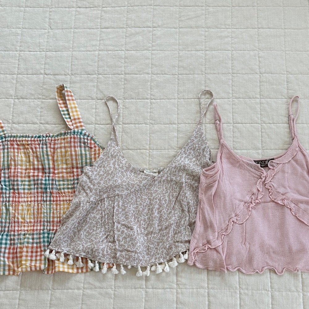 Trendy Tank Top Trio in Plaid, Floral, and Pink